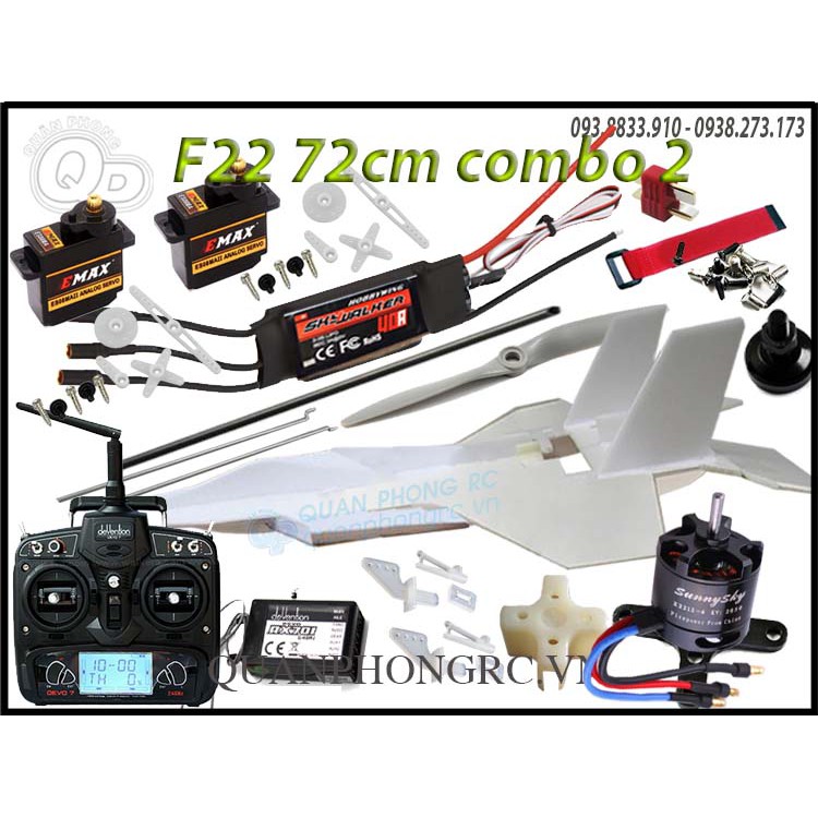 Combo Kit F22 MPP dẻo có đồ điện không pin Size 72cm + tay devo 7 + RX701