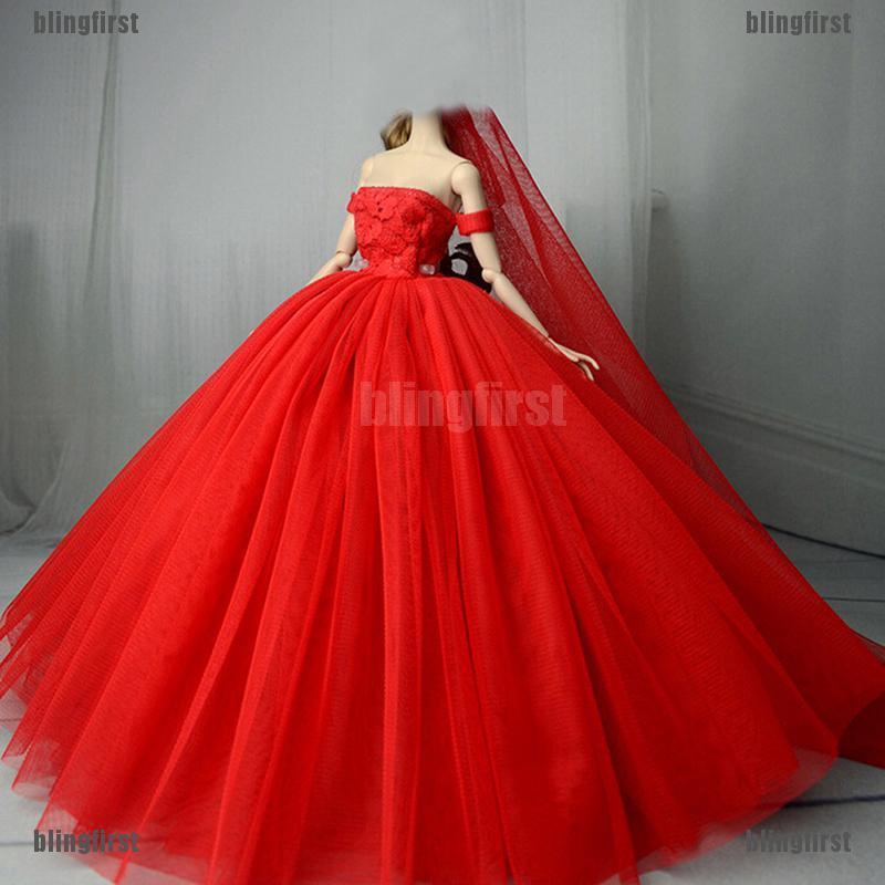 Bộ váy cưới với băng đô xinh xắn cho búp bê 11