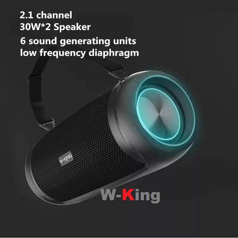Loa bluetooth công suất lớn 60W W-King D3 Pro. Loa nghe nhạc không dây siêu trầm mạnh mẽ dòng cao cấp. TWS, DSP, BH12T