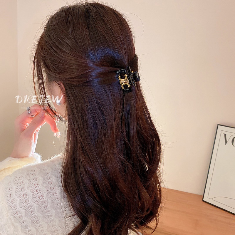 DREJEW Kẹp tóc nhỏ cố định tóc đuôi ngựa kiểu hình học/ tam giác/ chữ thời trang Pháp đơn giản