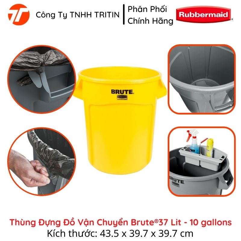 Thùng Nhựa Đa Năng Brute 10 gallons 37 Lit - Cao Cấp RUBBERMAID USA FG261000 | TRITINCO