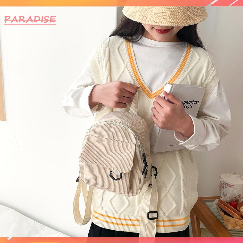 Ba Lô Đi Học Vải Nhung Màu Sắc Trơn Phối Khóa Kéo Thời Trang Mùa Đông Cho Nữ