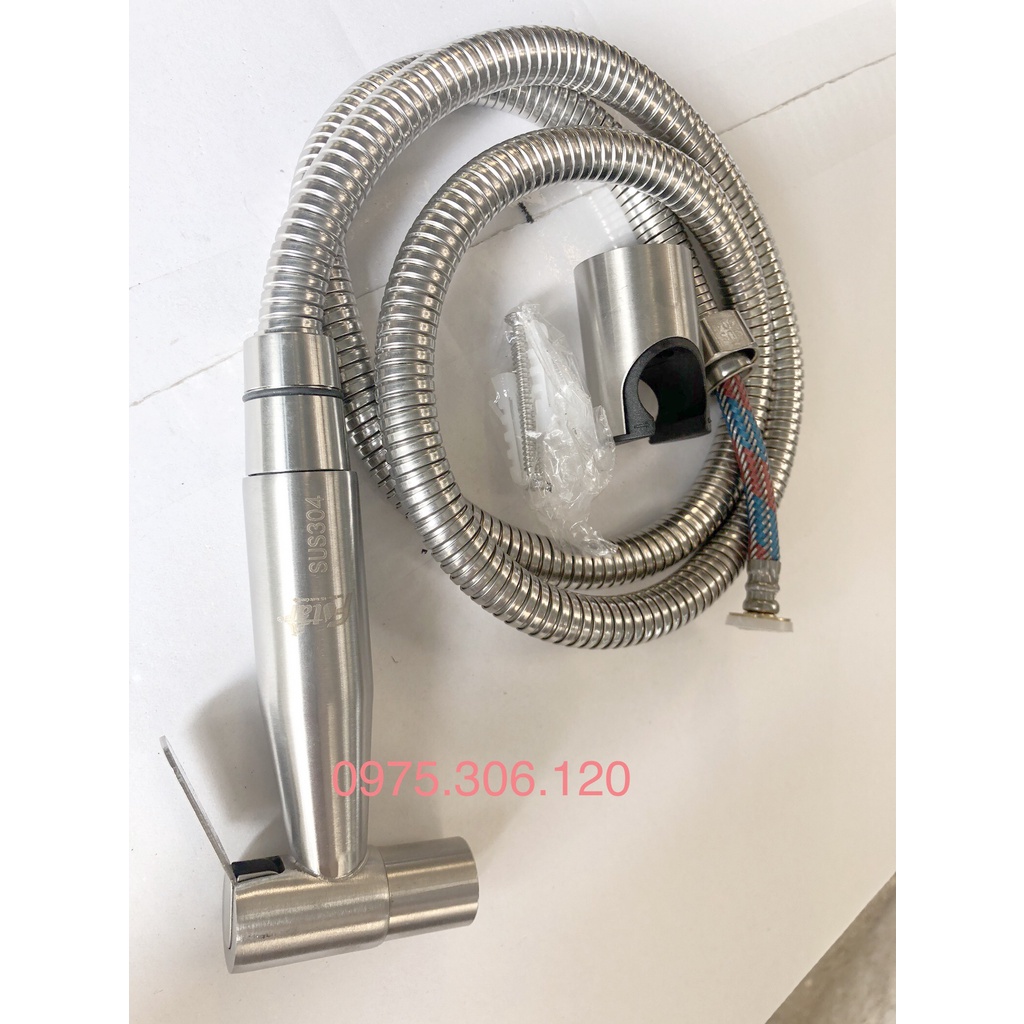 [DÂY XỊT BỐ 3 LỚP BAO KHÔNG ĐỨT] Bộ Vòi Xịt Vệ Sinh Bồn Cầu 100% Inox 304 VX25 Fotar và dây xịt, inox 304 chống han gỉ