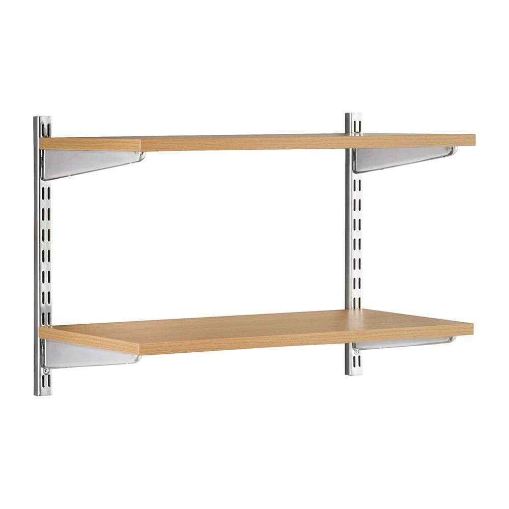 Kệ Railshelf 2 tầng H60cm - Kệ treo tường tùy biến kích thước &amp; vị trí màu trắng/vân sồi hiện đại