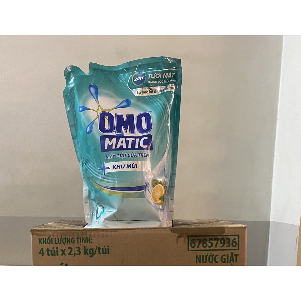 Nuoc giat omo - Nước giặt OMO MATIC cửa trên - Bạc Hà và Chanh - Túi 2.3kg