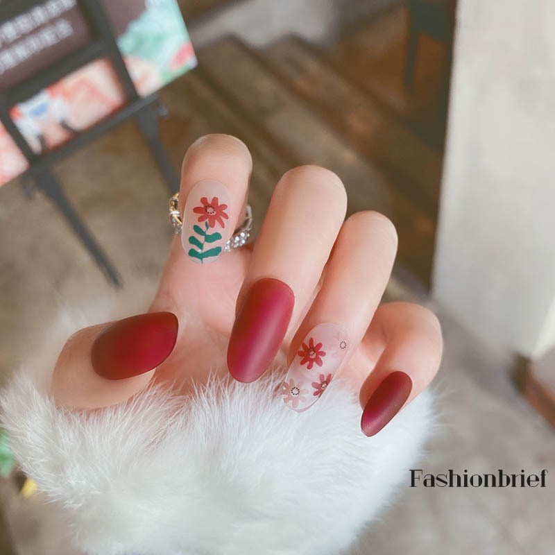 [Hàng mới về] Set móng tay giả họa tiết hoa xinh xắn cho nữ
