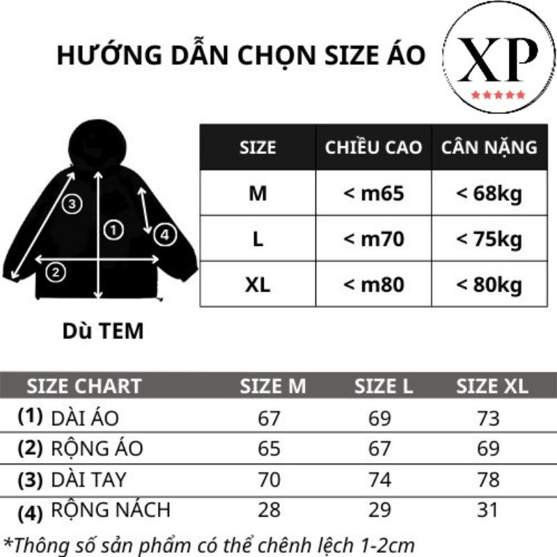 XPstore Áo Khoác Dù Nón Rời thêu Tem Nón unisex (Ảnh thật)