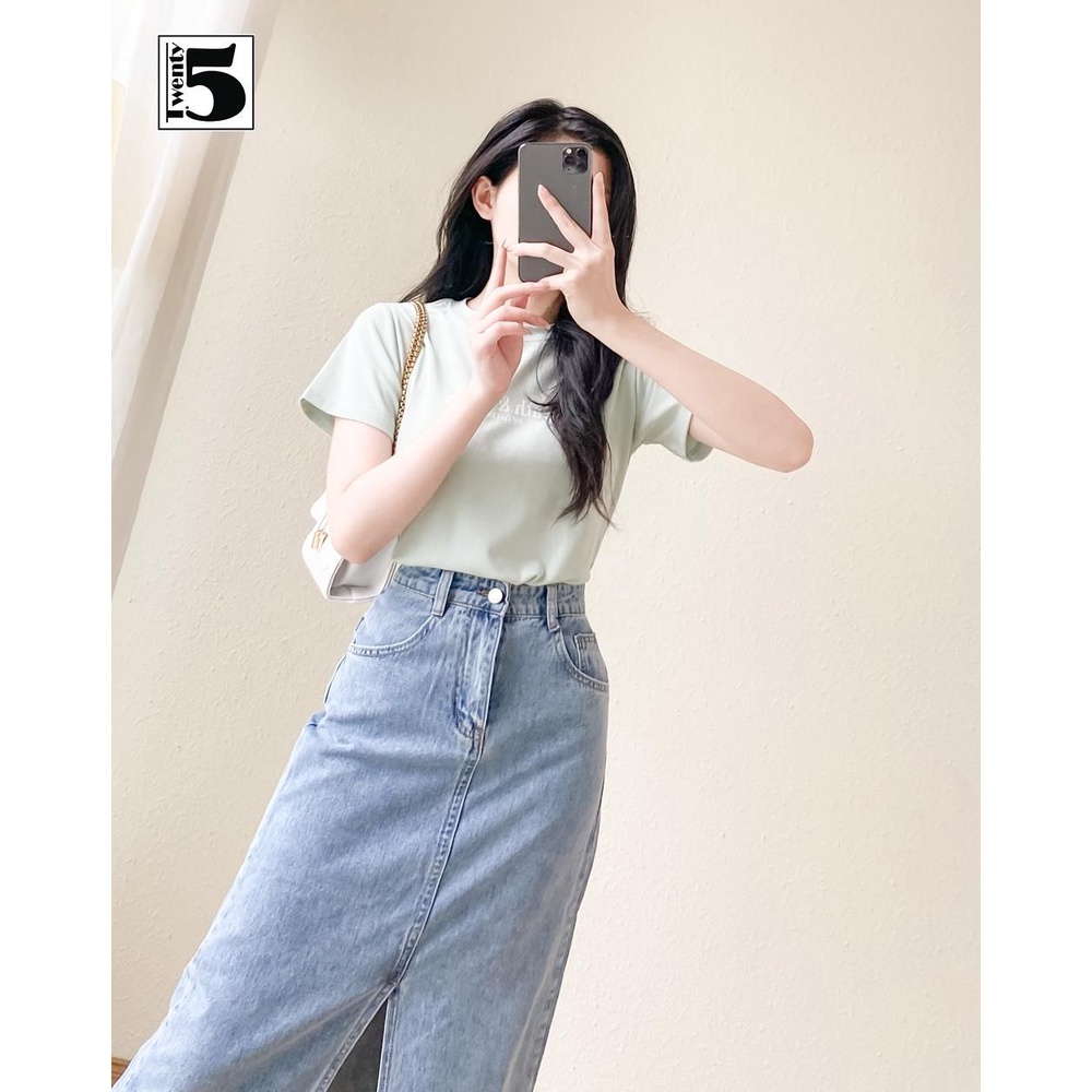 Áo thun phông nữ in chữ form vừa chất cotton mịn co dãn Twentyfive 4148