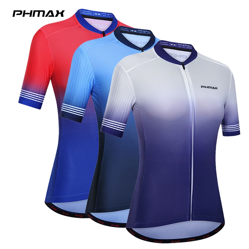 Áo/bộ quần áo chạy xe đạp PHMAX phản quang chất cotton 100% khô nhanh thoáng khí cho nữ