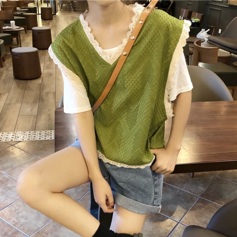 Áo Gile không tay cổ chữ V phong cách Hàn Quốc dành cho nữ