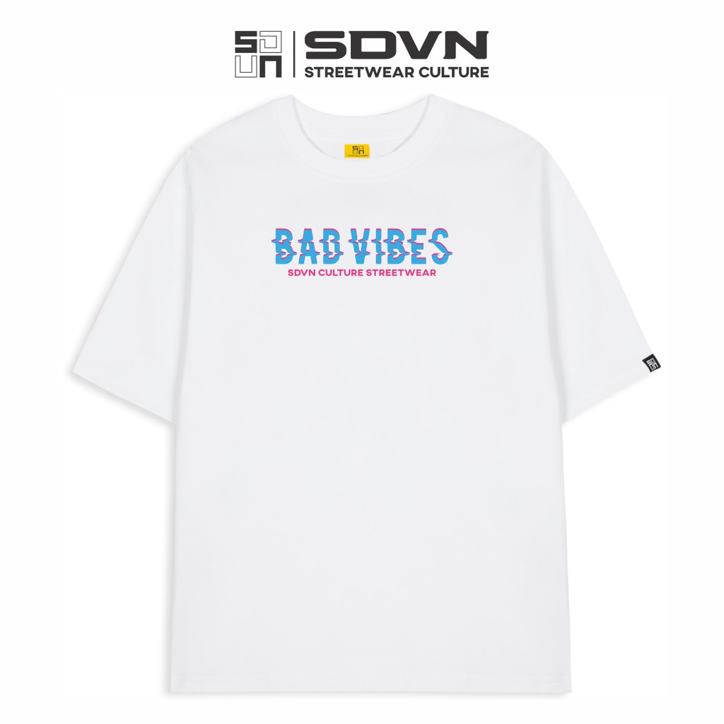 Basic tee Oversize Ulzzang cá tính - Áo Thun Unisex Nam Nữ SDVN BAD VIBES (V147)