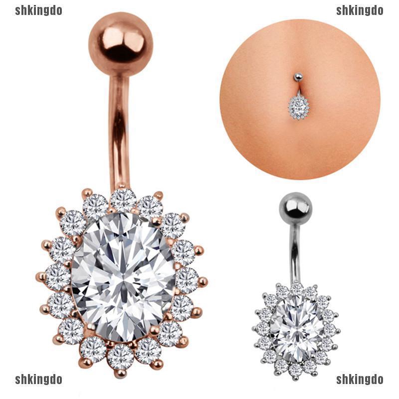 Khuyên rốn đính đá bằng thép y tế sành điệu cá tính