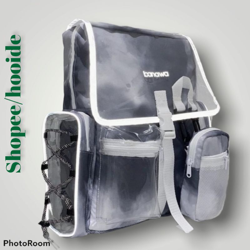 Balo Banawa Đen Tie Dye See Thru Backpack tặng giấy thơm[ Ảnh thật ]
