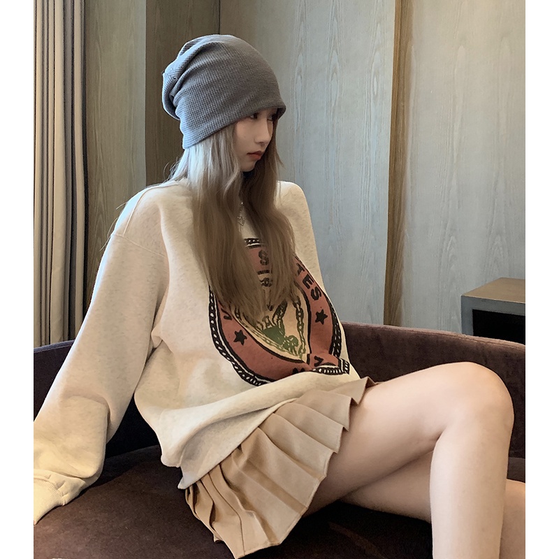  Áo sweater tay dài cổ tròn dáng rộng in hình 46225 dành cho nữ | BigBuy360 - bigbuy360.vn