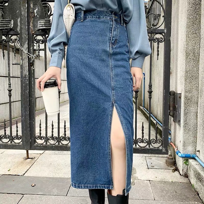 [Sẵn hàng] Chân váy jean maxi xẻ trước | BigBuy360 - bigbuy360.vn