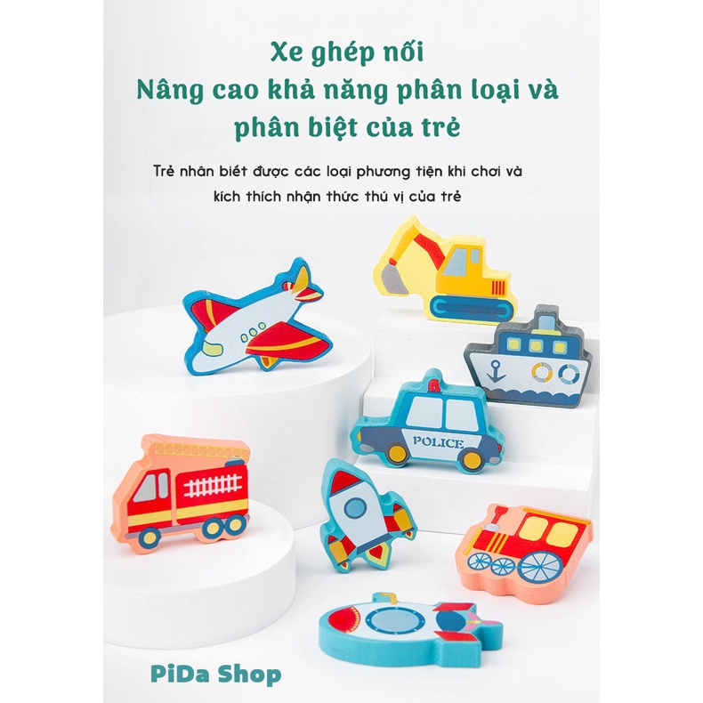 Bảng đồ chơi gỗ cho bé 5in1 bảng xếp hình gỗ đa năng xếp hình số, xếp hình con vật, hoa quả, đồ chơi câu cá, phương tiện