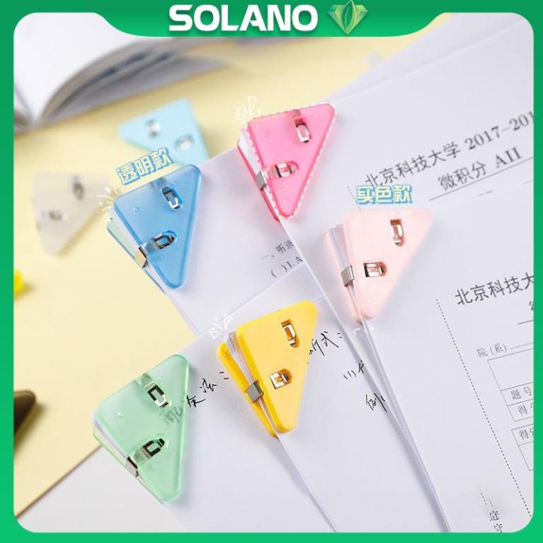 Kẹp giấy SOLANO kẹp bướm nhựa lõi thép tam giác nhiều màu độc đáo SC-001387