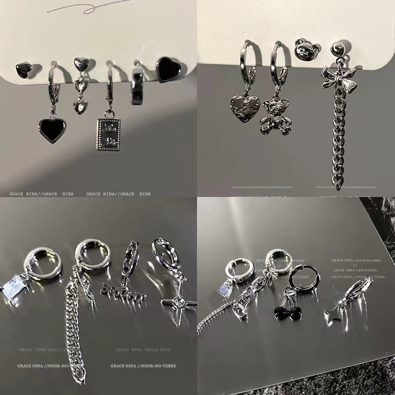 Khuyên tai iF YOU mặt trái tim/ bướm/ gấu phong cách Hàn Quốc cổ điển thời trang cho nữ