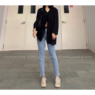 Quần Skinny jean ống thẳng co dãn xanh sáng (ảnh thật)