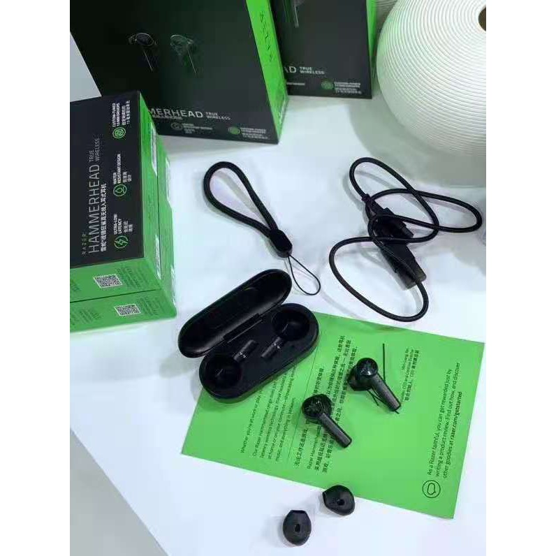 Tai nghe chơi game không dây Razer Hammerhead Bluetooth 5.0 TWS nguyên bản kết nối độ trễ cực thấp với hộp sạc [danh sách mới] Tai nghe chơi game không dây in-ear TWSReal Game Music Sports Headset.razer