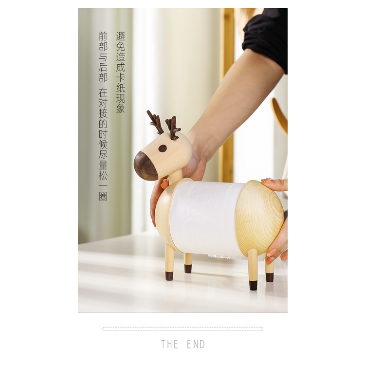 Giá treo khăn giấy bằng gỗ hình con tuần lộc Reindeer- Tonic Home hàng chính hãng