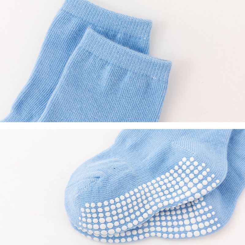 Vớ cotton mềm mại thoáng mát chống trượt màu kẹo trơn dành cho bé trai và bé gái từ 0-7 tuổi