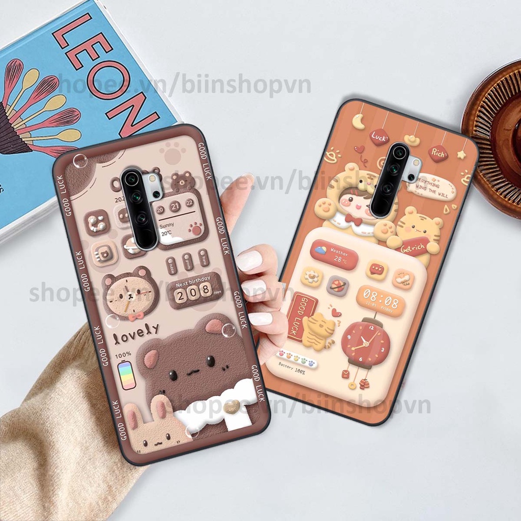 Ốp Xiaomi Redmi Note 8 / Note 8 Pro in 3D icon gấu nổi siêu xinh, siêu đáng yêu, cá tính phong cách