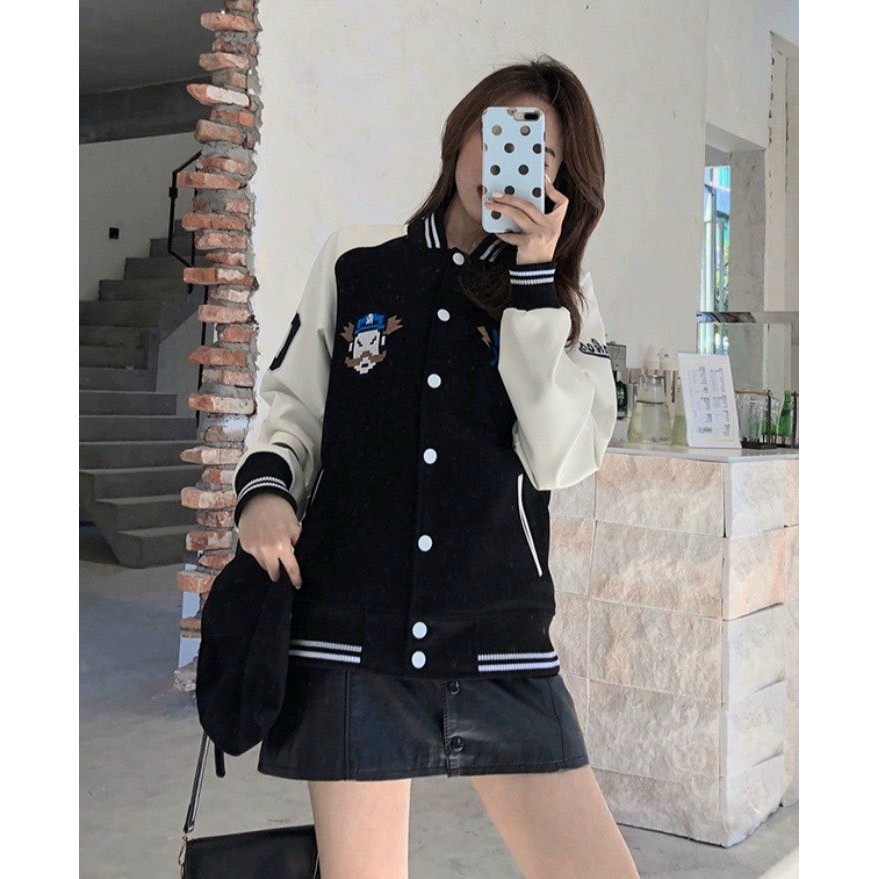 Áo khoác dù bomber nút bấm, áo khoác dù thêu | BigBuy360 - bigbuy360.vn