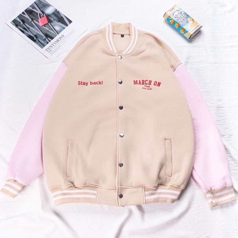 Áo Khoác Bomber Nam Nữ BOM HOUSE Chất Liệu Vải Nỉ Dày 2 Lớp