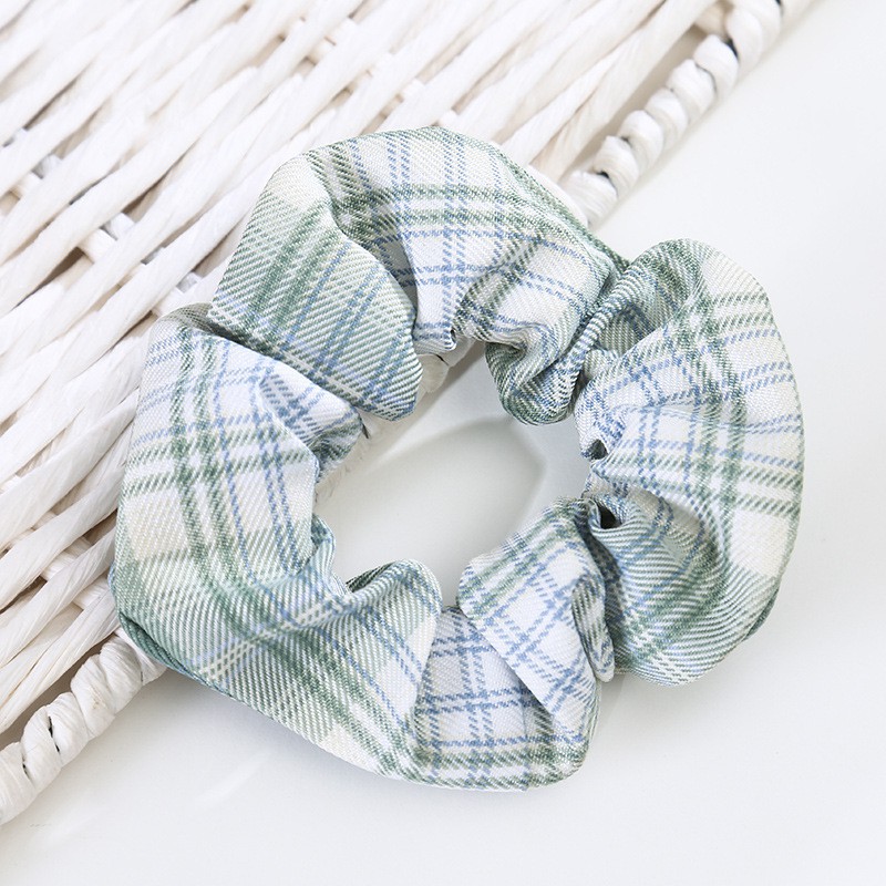 Dây Buộc Tóc Scrunchies Họa Tiết Caro Vintage