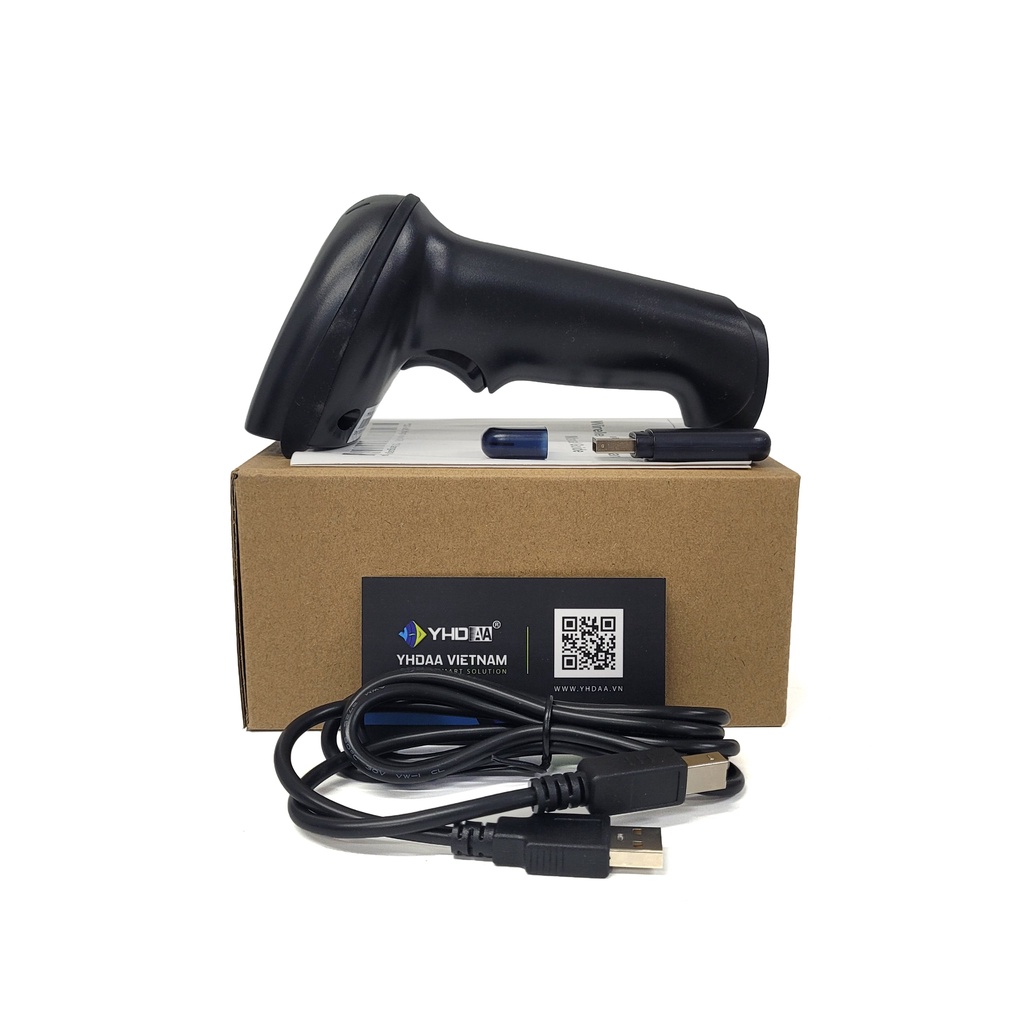 Máy quét mã vạch không dây YHD 5100 2D, Đầu đọc mã vạch không dây kết nối xa tới 400m dùng trên Laptop, PC