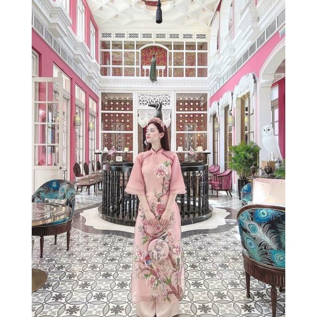 Áo dài cách tân Mẫu Đơn Hồng màu sắc cực kỳ sang chảnh đi tiệc áo dài thiết kế mẫu mới 2022