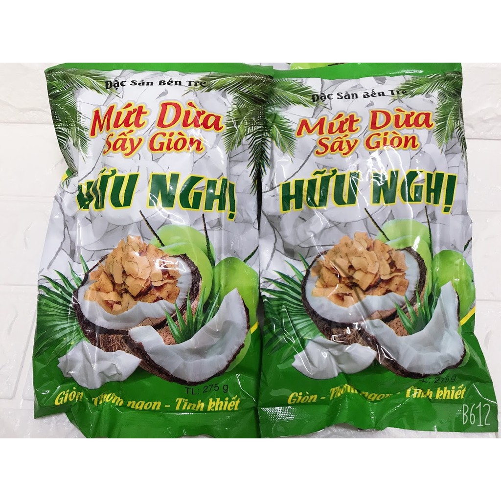 Dừa Sấy Giòn Hữu Nghị đặc sản Bến Tre Gói 275gr