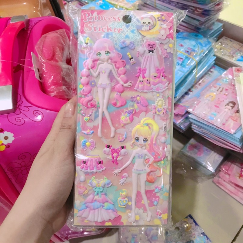 Tập hình dán sticker  3d thay trang phục công chúa nhiều mẫu siêu xinh cho bé