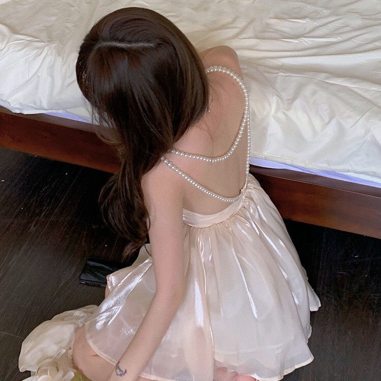Váy 2 Dây Ngọc Cúp Ngực Dáng Xoè Voan Bóng
