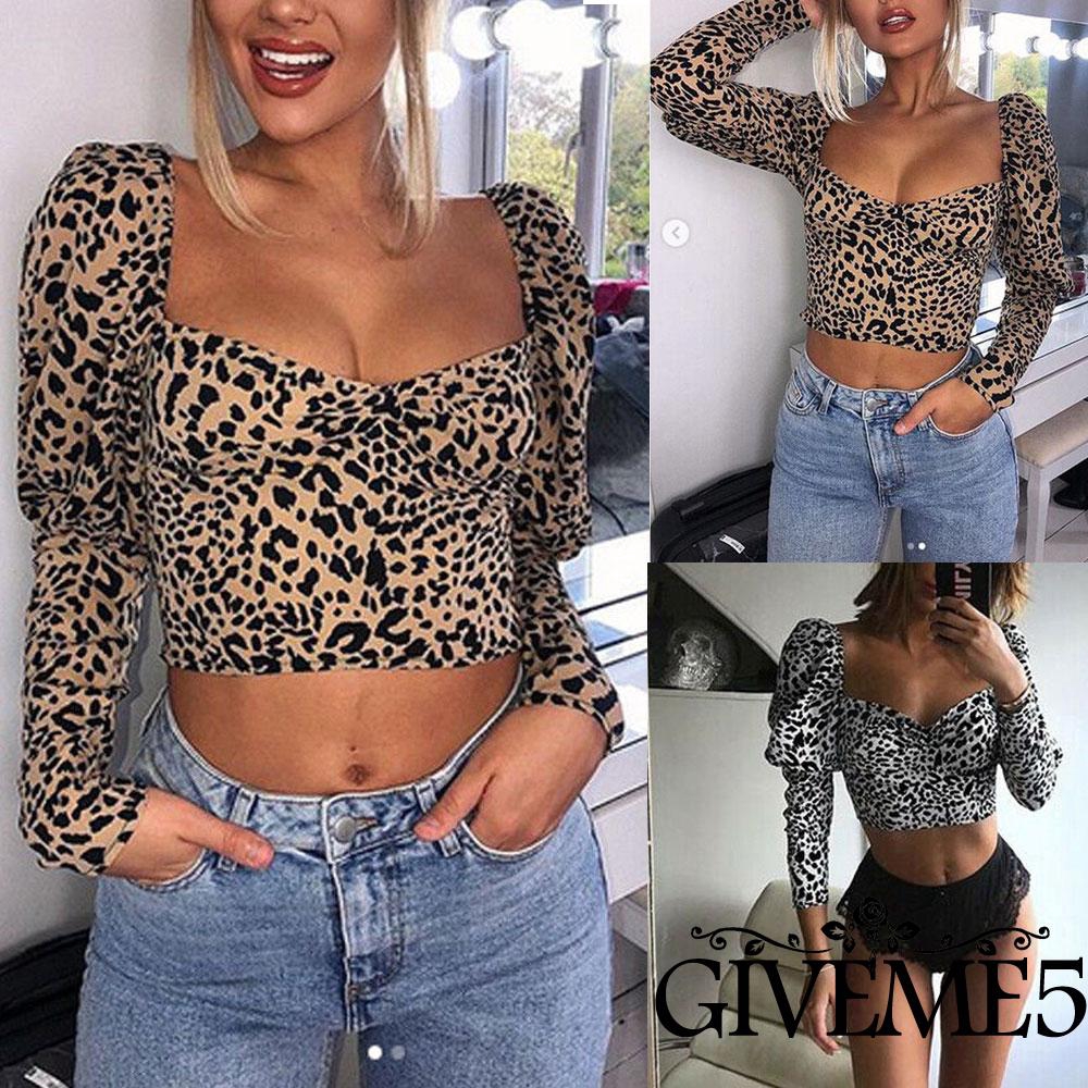 Áo Lửng Tay Dài Họa Tiết Da Báo Thời Trang Cho Nữ