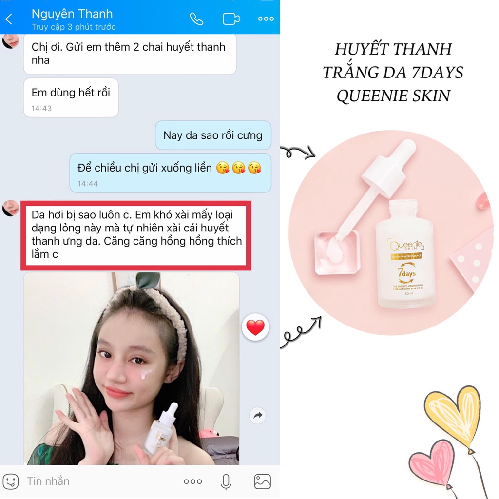 [FreeShip + Tặng Quà] Huyết Thanh 7Day Queenie Skin - Serum Huyết Thanh 7Day Queenie Skin Date 2024