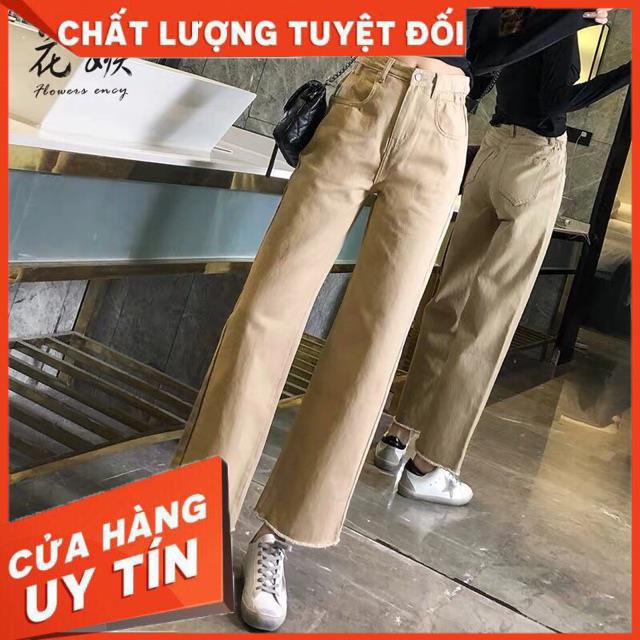 QUẦN JEANS CULLOTES MÀU BE LƯNG SIÊU CAO- hình thật chính chủ