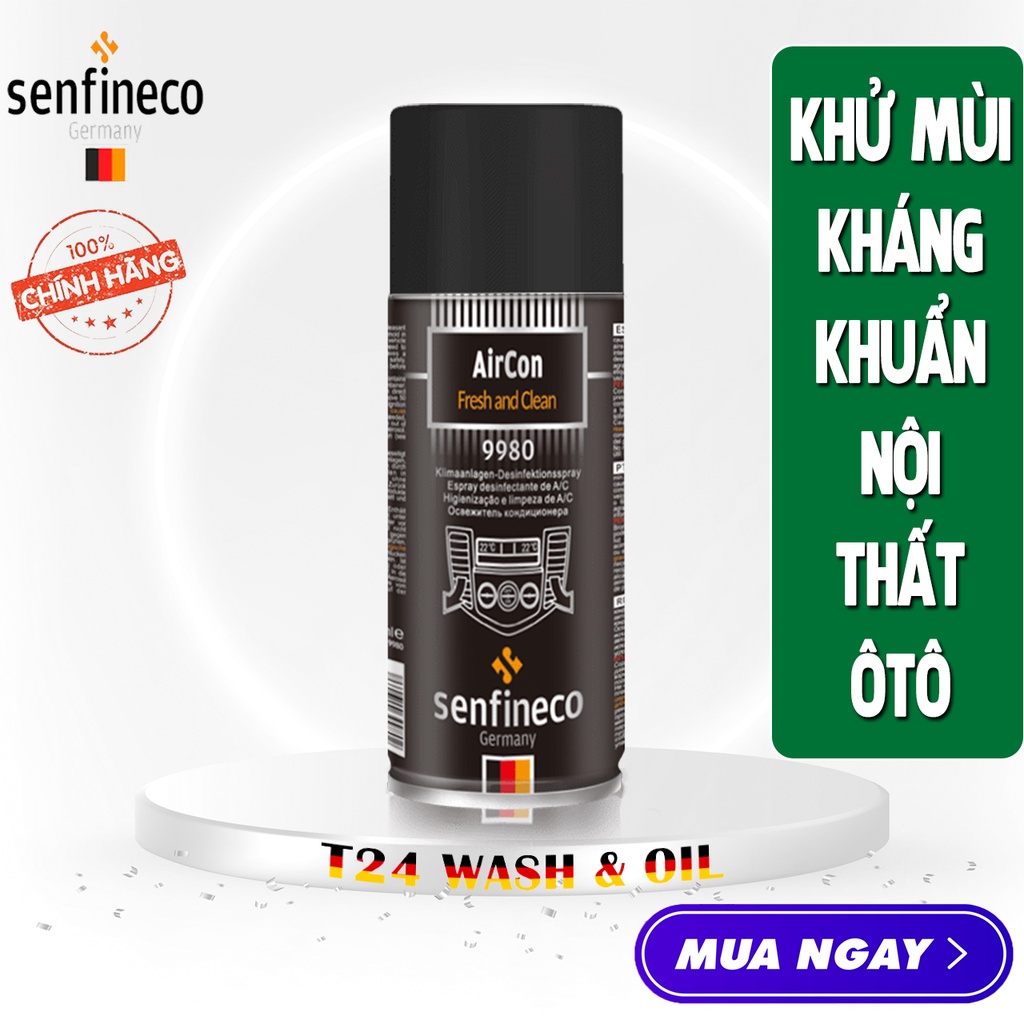 Chai khử mùi kháng khuẩn Senfineco AirCon Fresh And Clean 9980 nhập khẩu từ Đức