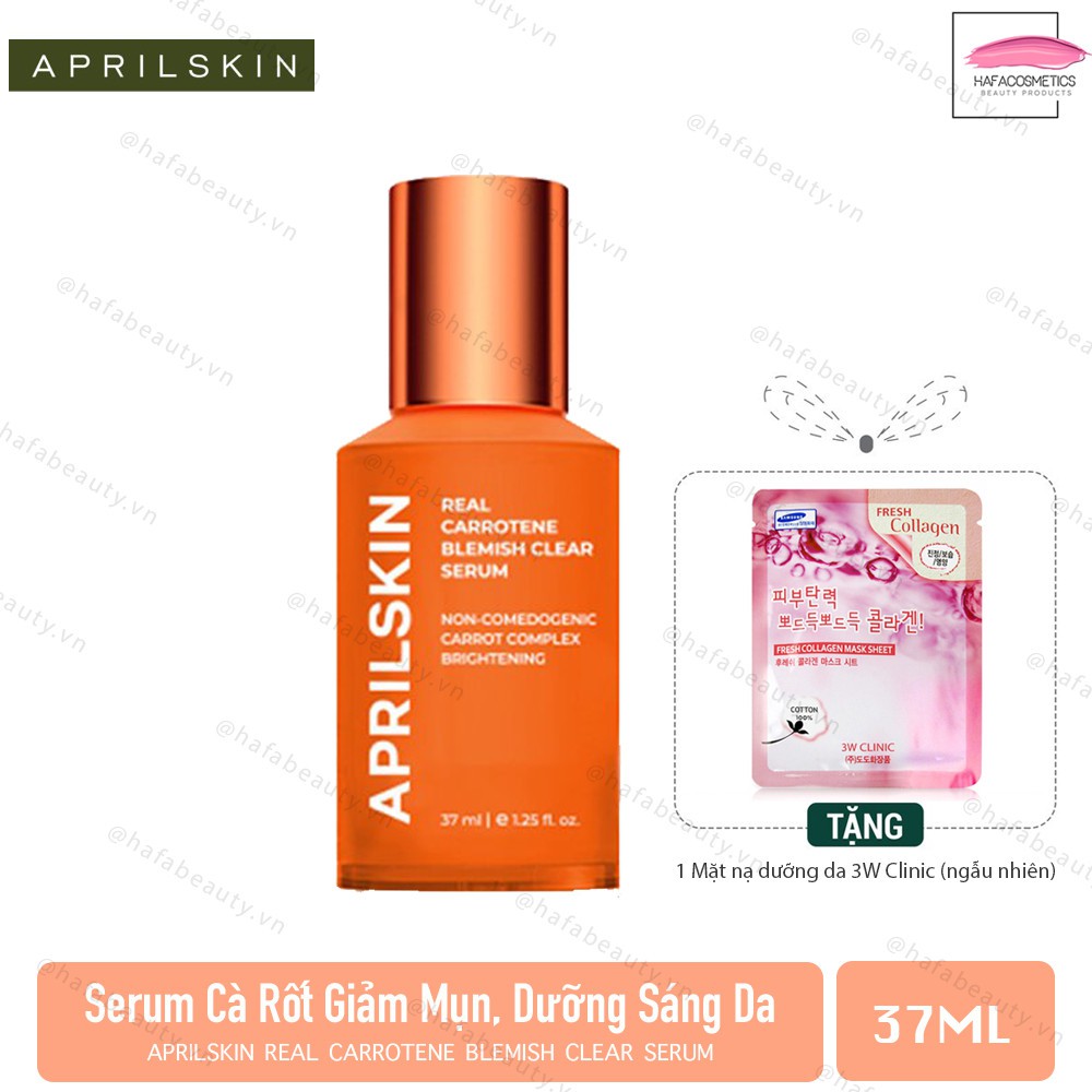 Tinh Chất Giảm Mụn Phục Hồi Sáng Da Sau Mụn Chiết Xuất Cà Rốt AprilSkin Real Carrot Serum 37ml + Tặng mặt nạ 3W Clinic