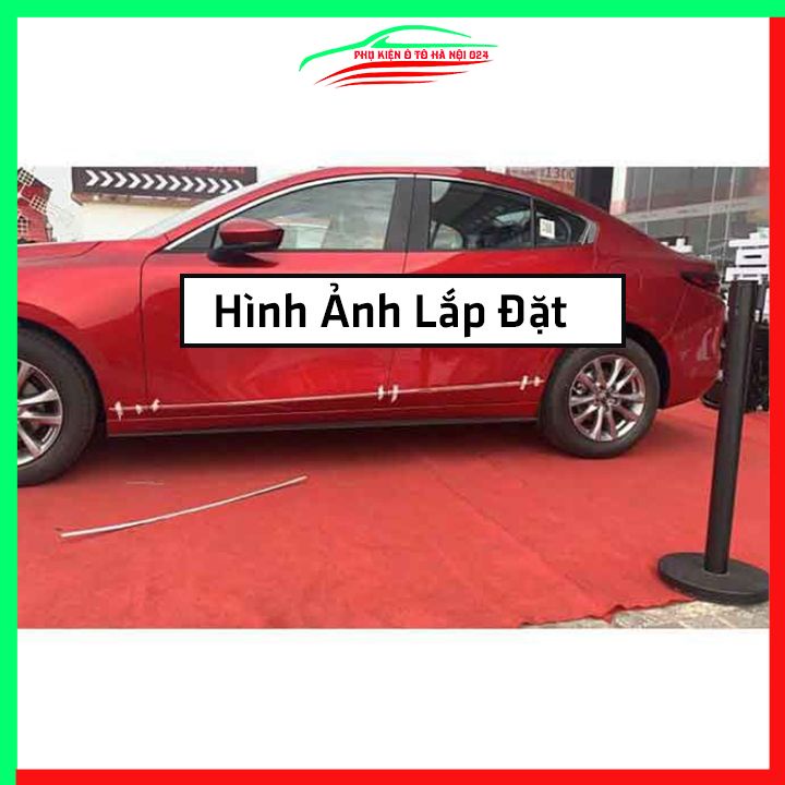 Bộ ốp nẹp sườn Mazda 3 2020-2022 mạ crom viền chỉ nhỏ trang trí làm đẹp xe