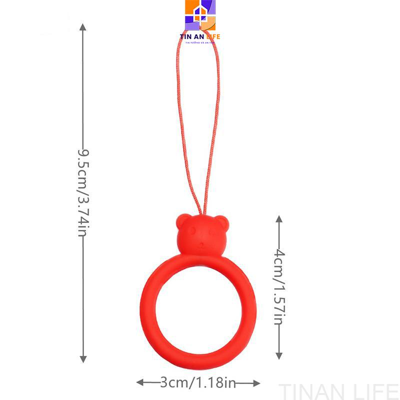Dây Đeo Điện Thoại Silicone, Hình Gấu, Dạng Vòng Nhẫn