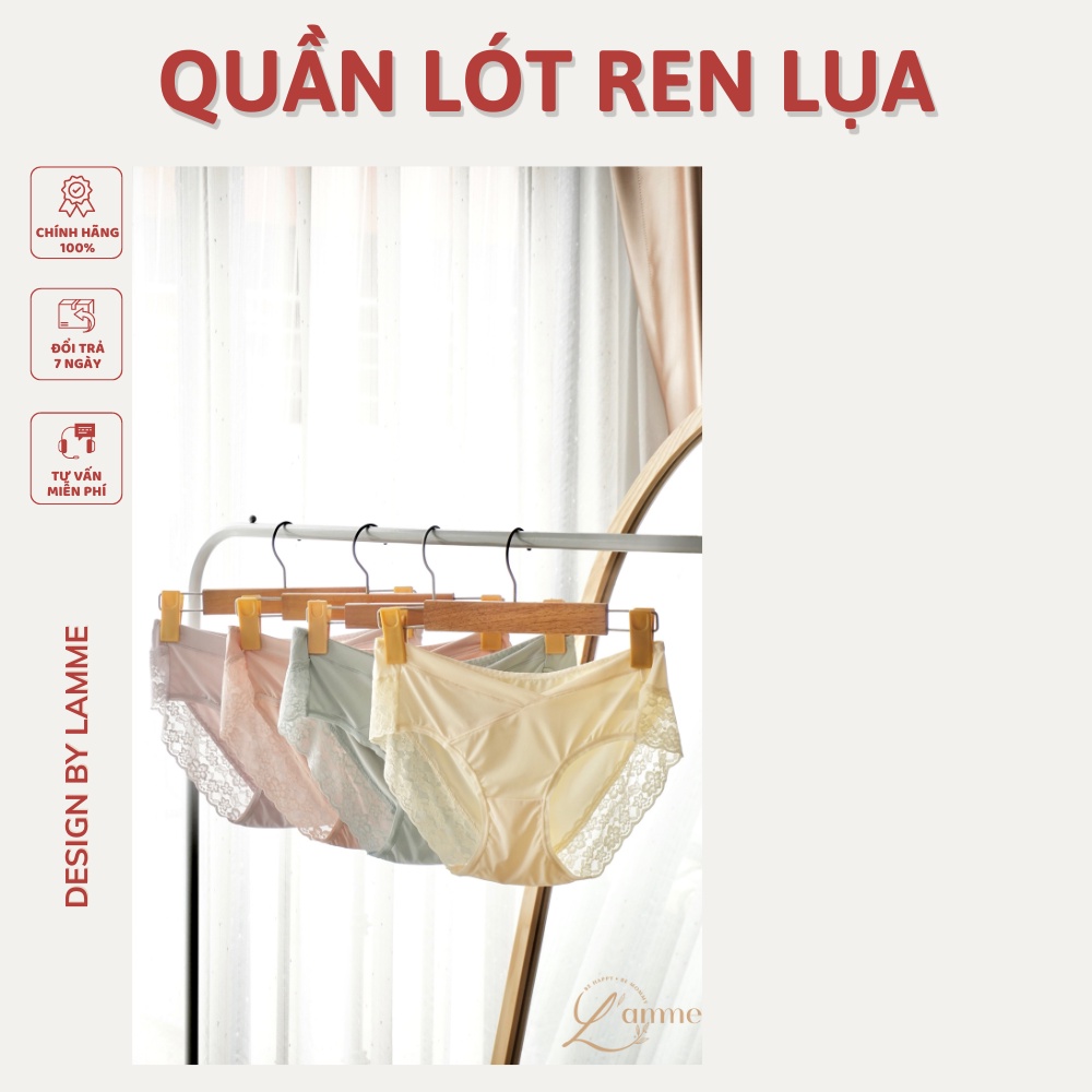 Quần lót bầu set ren lụa cao cấp (4 cái) cạp chéo mát nhẹ thoáng khí cho các mẹ bầu sản phẩm của LAMME