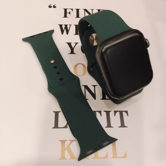 Dây cao su Apple Watch Silicon Midnight Green