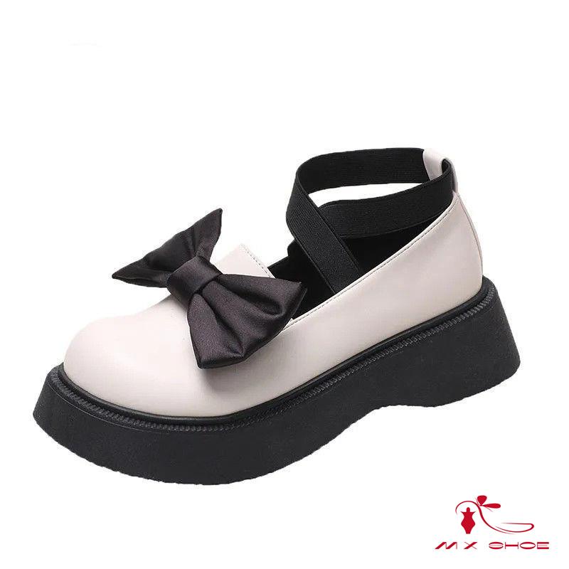 M & X ~  Giày Mary Jane Da Đế Dày Thiết Kế Mũi To Phong Cách Mới 2022