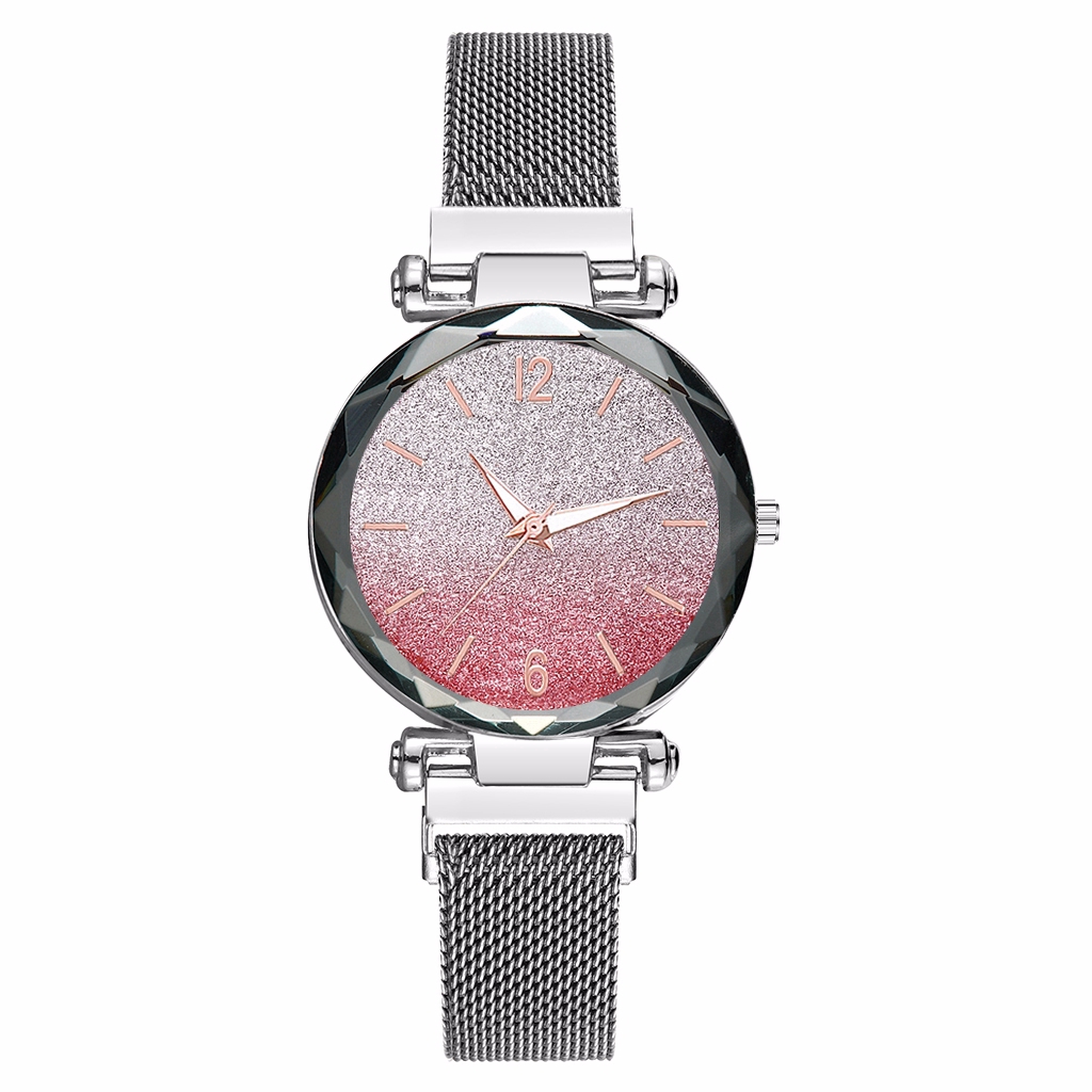 Ready Stock 11 Colors Women Magnet Buckle Gradient Color Starry Sky Watch Best Gift Clock