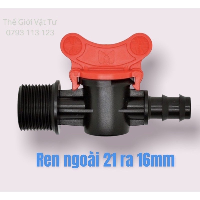 Bộ 10 Van Khởi Thuỷ Ren Ngoài 21 Ra Đuôi 16 Ly Dùng Nối Ống LDPE Trong Hệ Thống Tưới Tự Động