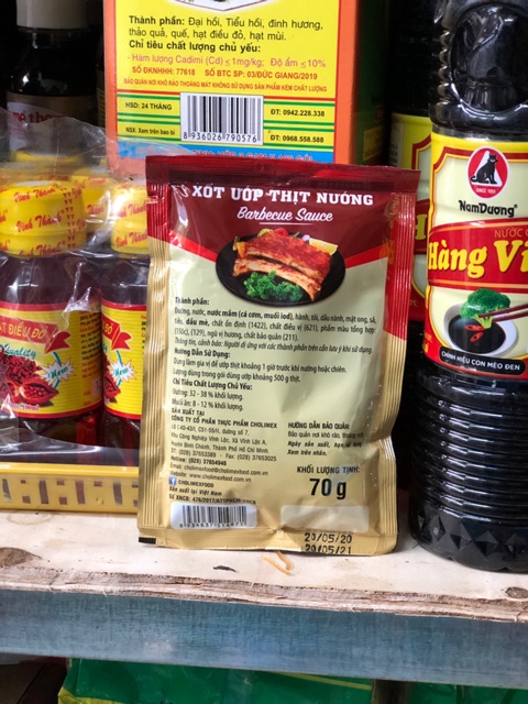 [Sẵn + Date mới] Xốt ướp thịt nướng Cholimex gói 70g
