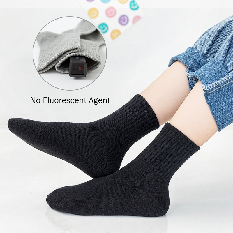 Set 5 Đôi Vớ Cotton Màu Sắc Trơn Thấm Hút Mồ Hôi Thoải Mái Dành Cho Trẻ Em 1-12 Tuổi