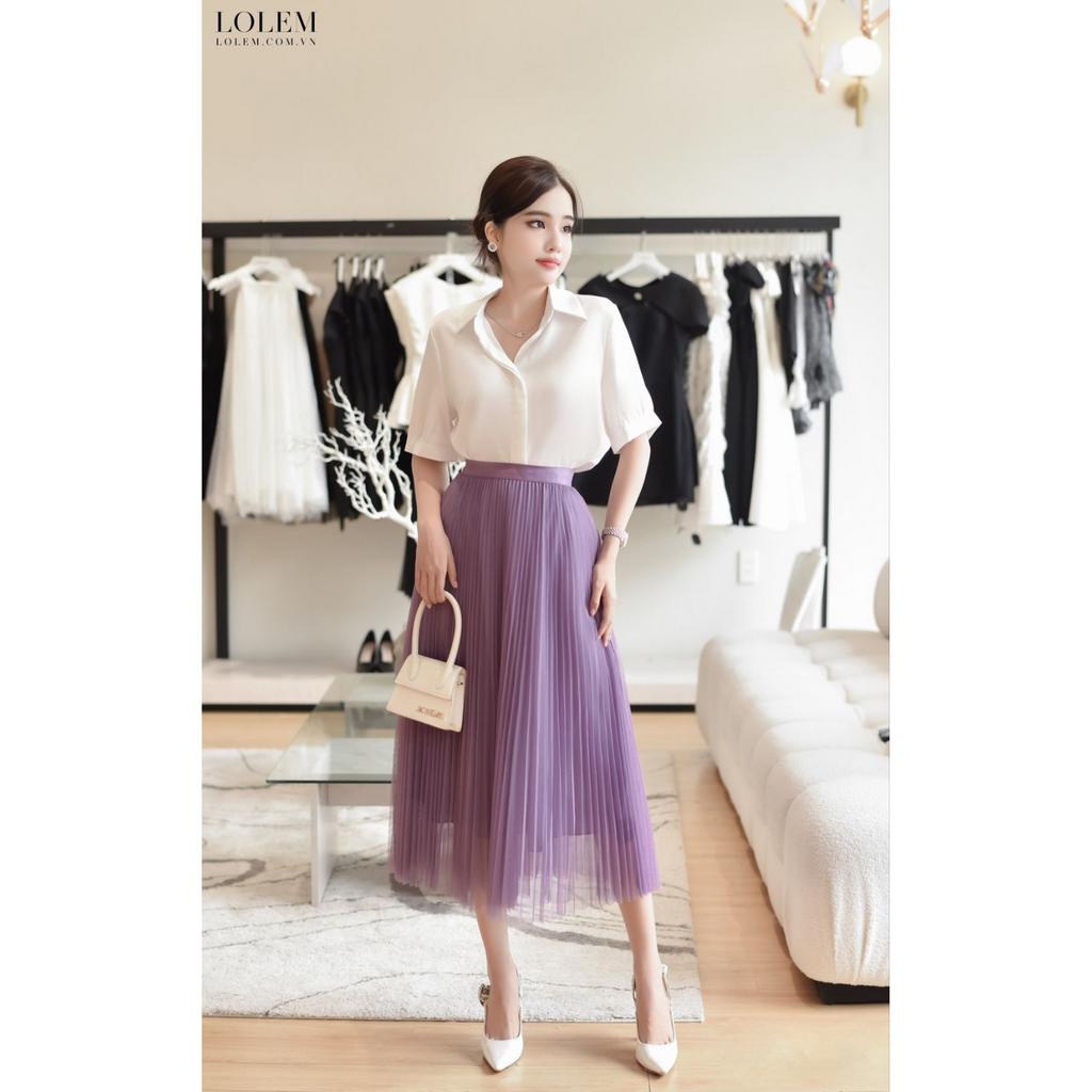 Chân váy xếp ly dài LOLEM CVX374 form xòe freesize chất lưới nhũ thoáng mát